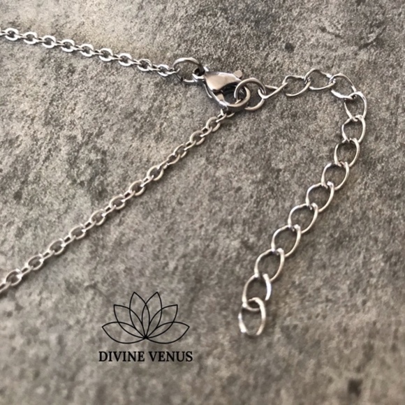 Black Tourmaline Stainless Steel Chain Necklace - Picture 7 of 8